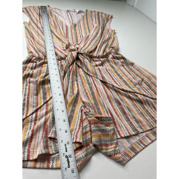 BCBGeneration Abstract Striped Twist Front Romper Multi Rainbow Boho Women M - Picture 10 of 12